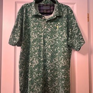 William Murray Golf Green Floral Polo with Yellow Logo